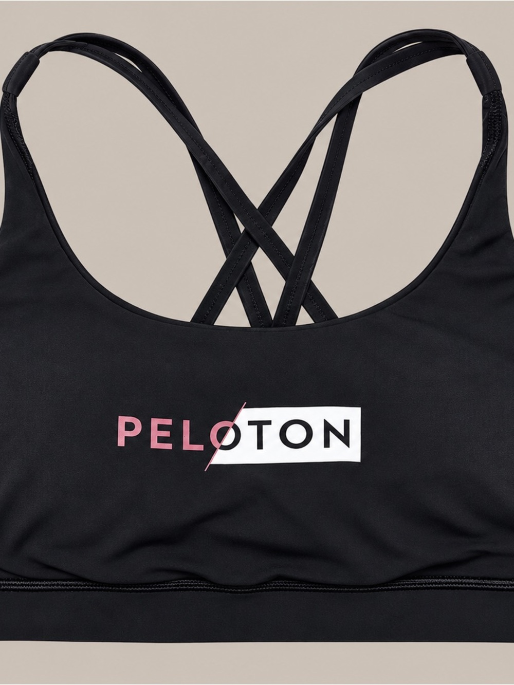 lululemon/ peloton athletica Black Sports Bra with Pink and White Peloton Logo